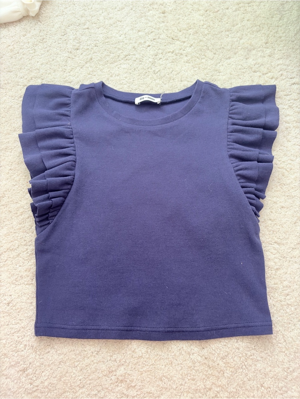 Girls' Navy Ruffle Sleeve Tank Top